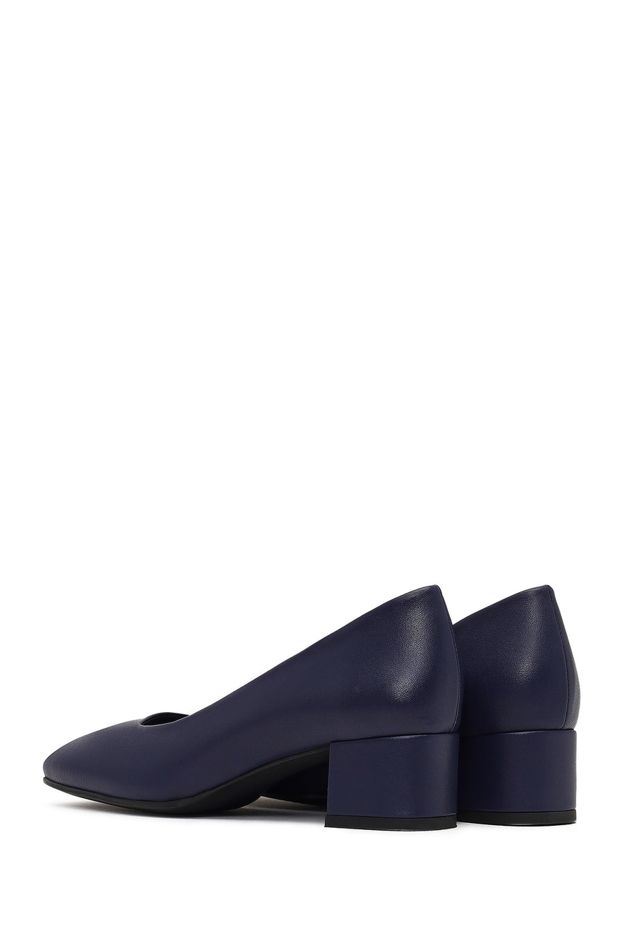 Derimod Flex Women Navy Blue Thick Heeled Leather Shoes