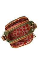 Woman Khaki Fabric Crossbody Bag | Derimod