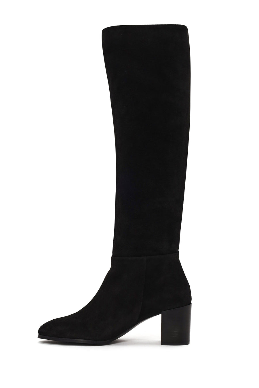 Woman Black Thick-Heeled Suede Boots
