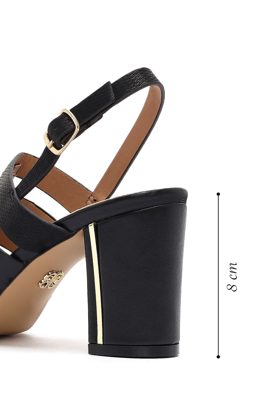 Women's Black Ankle Buckle Thick Heel Sandals