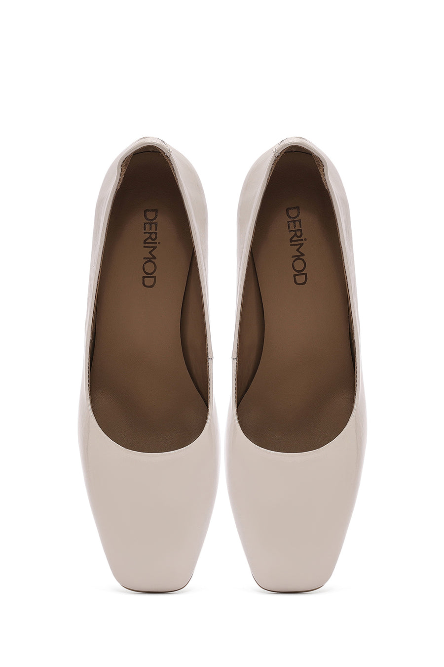 Women's Beige Low Heel Patent Leather Stiletto