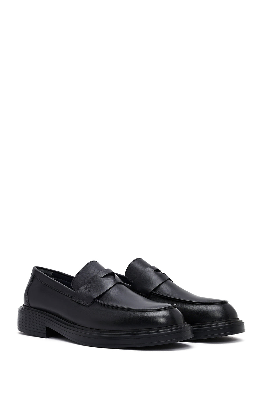 Male Black Leather Casual Loafers