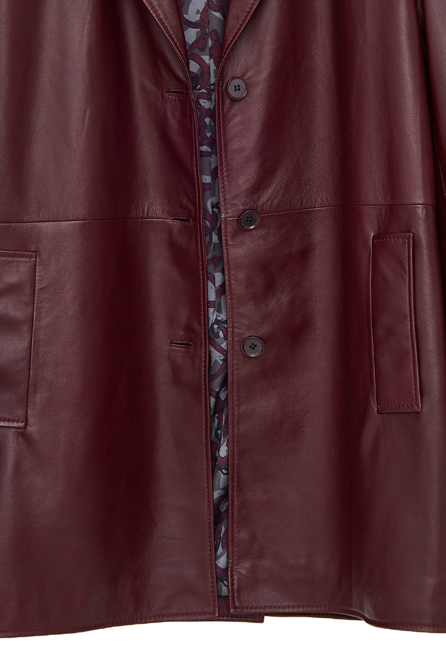 Emma Women's Burgundy Long Leather Coat