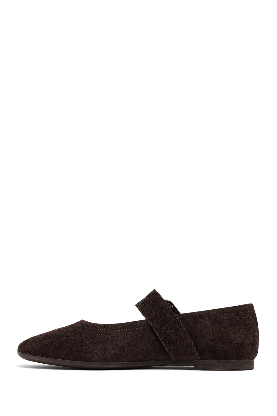 Woman Brown Buckled Suede Leather Ballet Flat