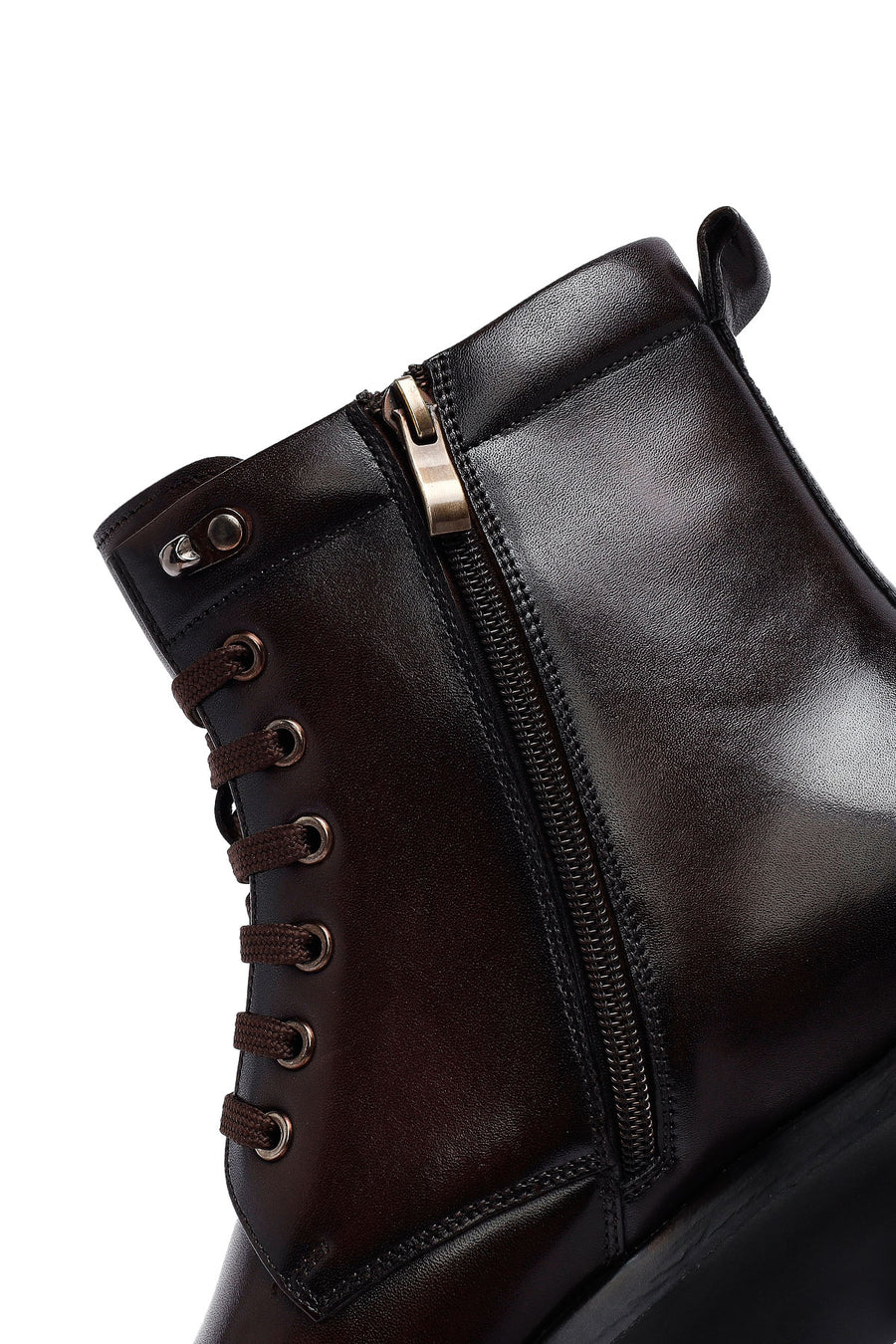 Men's Brown Zippered Thick Sole Leather Boat
