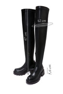 Women's Black Thick Soled Leather Boots | Derimod