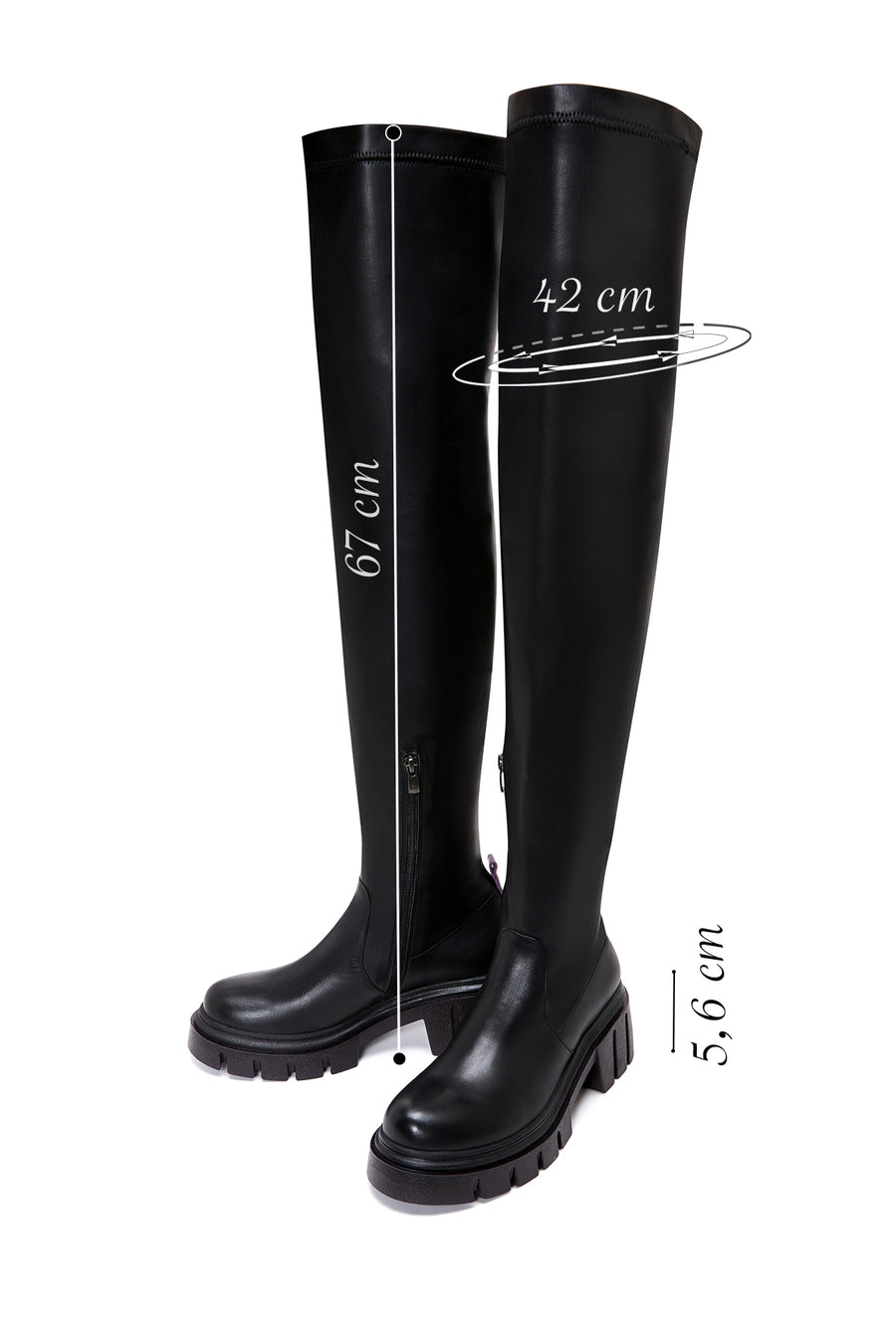 Women's Black Thick Soled Leather Boots