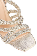 Women's Gold Leather Thick Heeled Sandals | Derimod