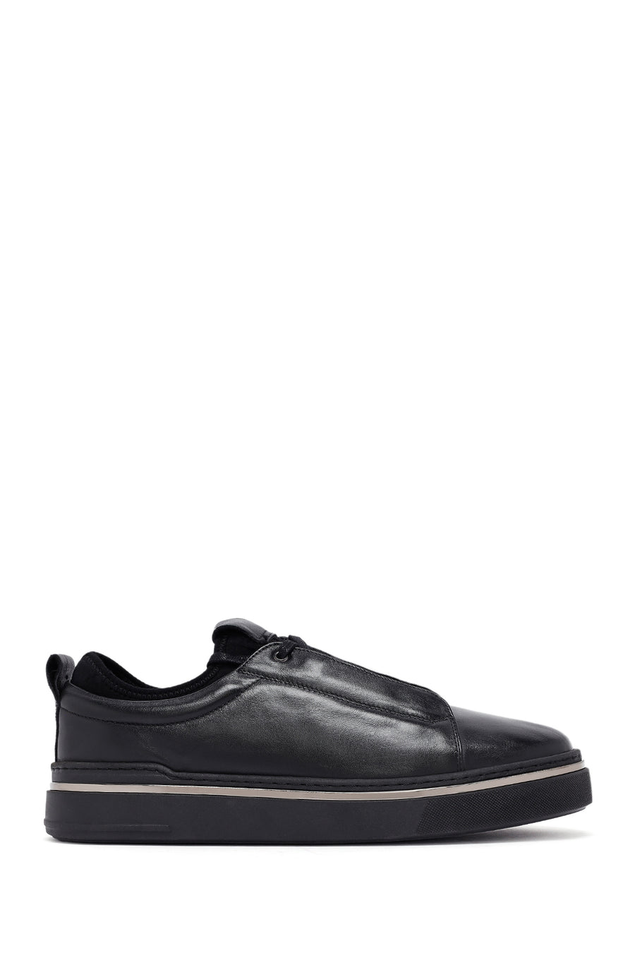 Men's Black Lace-Up Thick Sole Leather Sneakers 25WFD655018 | Derimod