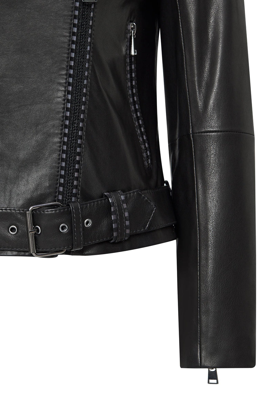 Angel-X Women's Black Biker Leather Jacket