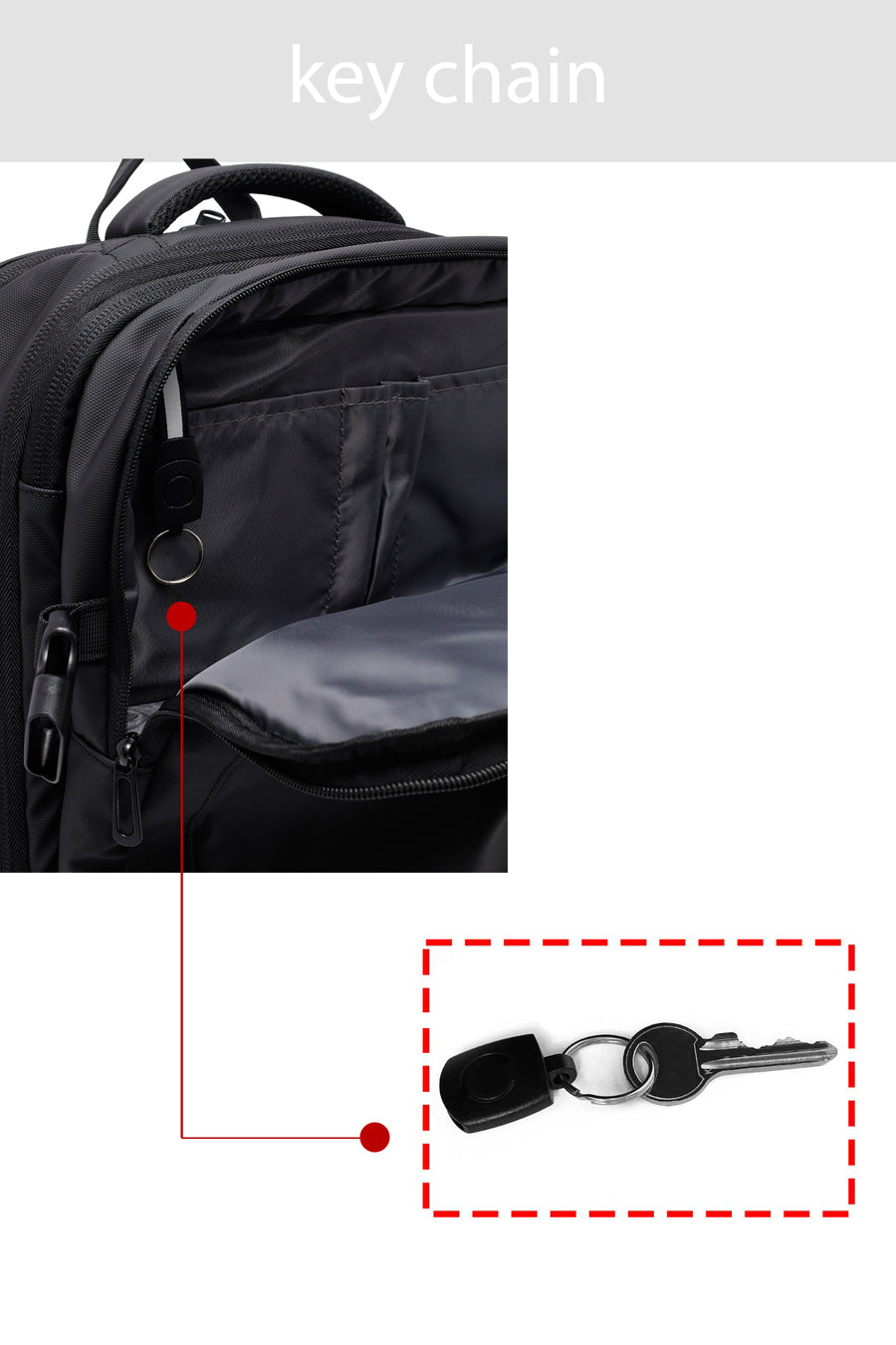 D-Pack Unisex Black Fabric Backpack