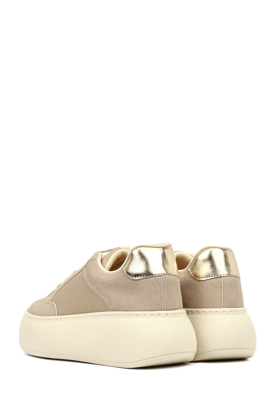 Women's Taupe Lace-Up Thick-Soled Sneaker