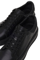 Erkek Siyah Bağcıklı Kalın Tabanlı Deri Sneaker | Derimod