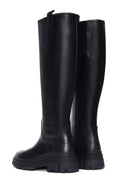 Women's Black Zippered Leather Boots | Derimod