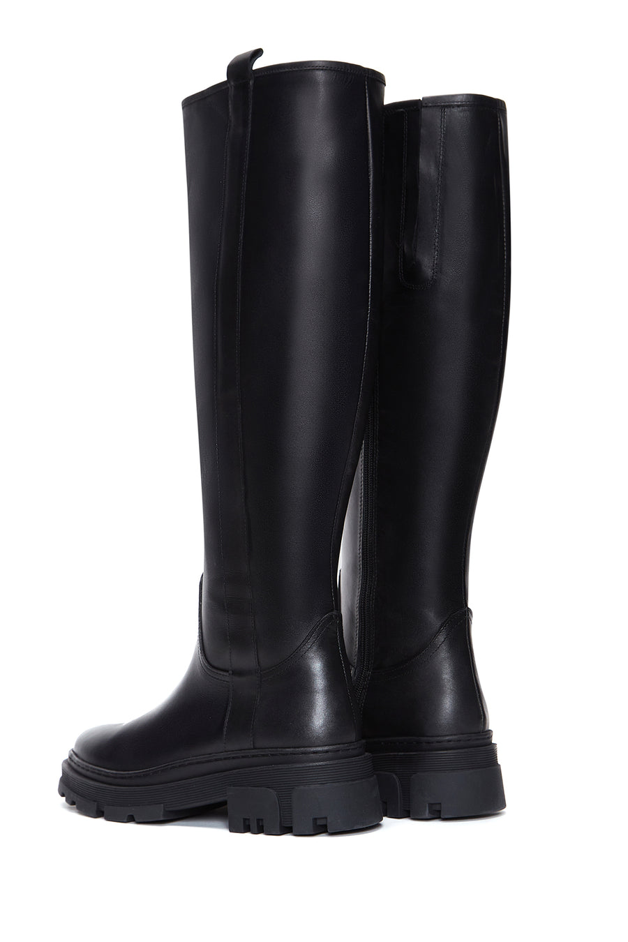 Women's Black Zippered Leather Boots