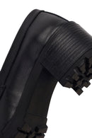 Woman Black Tassel Chunky Heeled Leather Loafer | Derimod