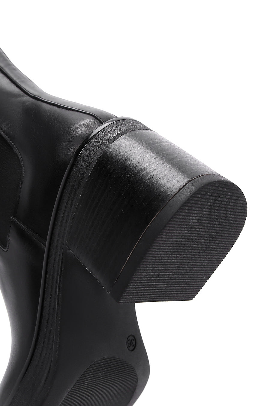 Women's Black Leather Heeled Chelsea Boots