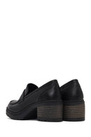 Kadın Siyah Kalın Topuklu Deri Maskülen Loafer | Derimod