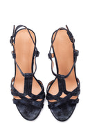 Women's Black Silvery Heeled Sandals | Derimod