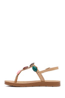 Women's Beige Flip Flop Sandals with Stones | Derimod