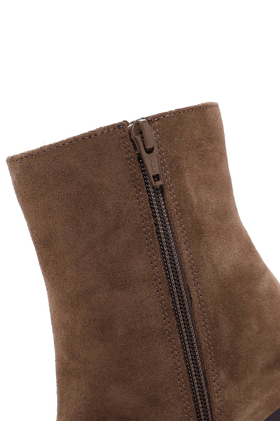 Women's Walnut Suede Leather Heeled Zipper Boots