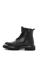 
Men's Black Lace-Up Zippered Leather Combat Boot
 | Derimod