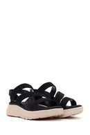 Women's Black Thick-Soled Fabric Comfort Sandals | Derimod