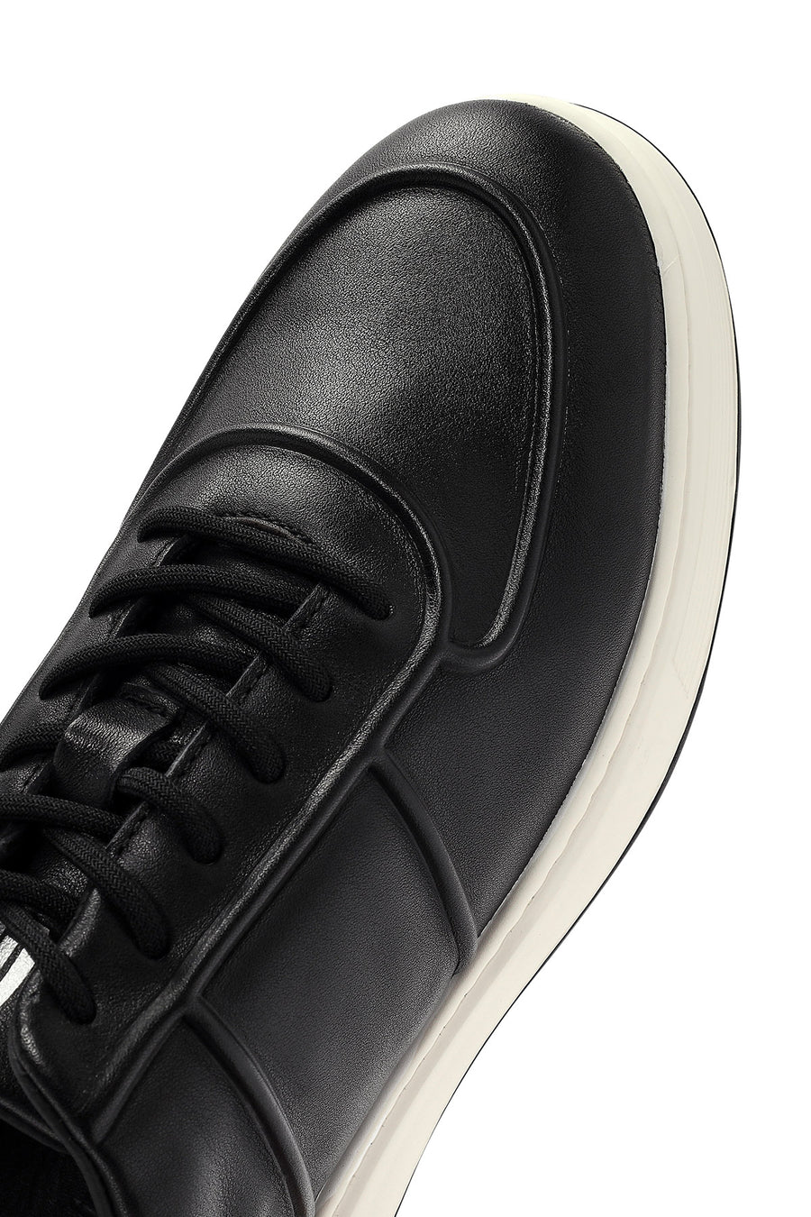 Erkek Siyah Bağcıklı Deri Sneaker