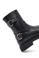 Woman Black Zippered Leather Boat | Derimod