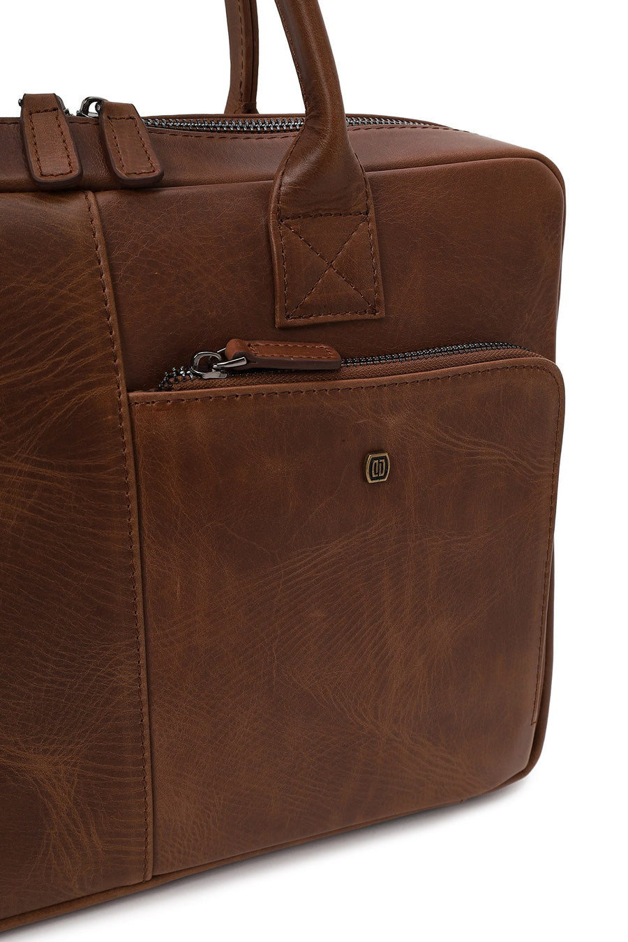 Male Brown Long Strap Leather Briefcase