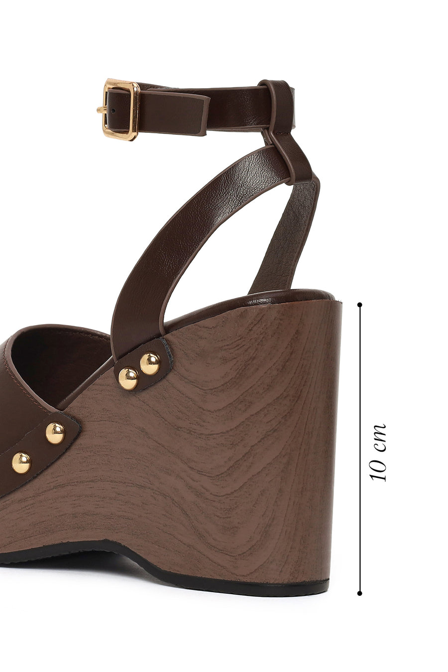Woman Brown Ankle-Buckle Wedge-Heel Sandals