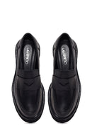 Kadın Siyah Kalın Tabanlı Deri Maskülen Loafer | Derimod