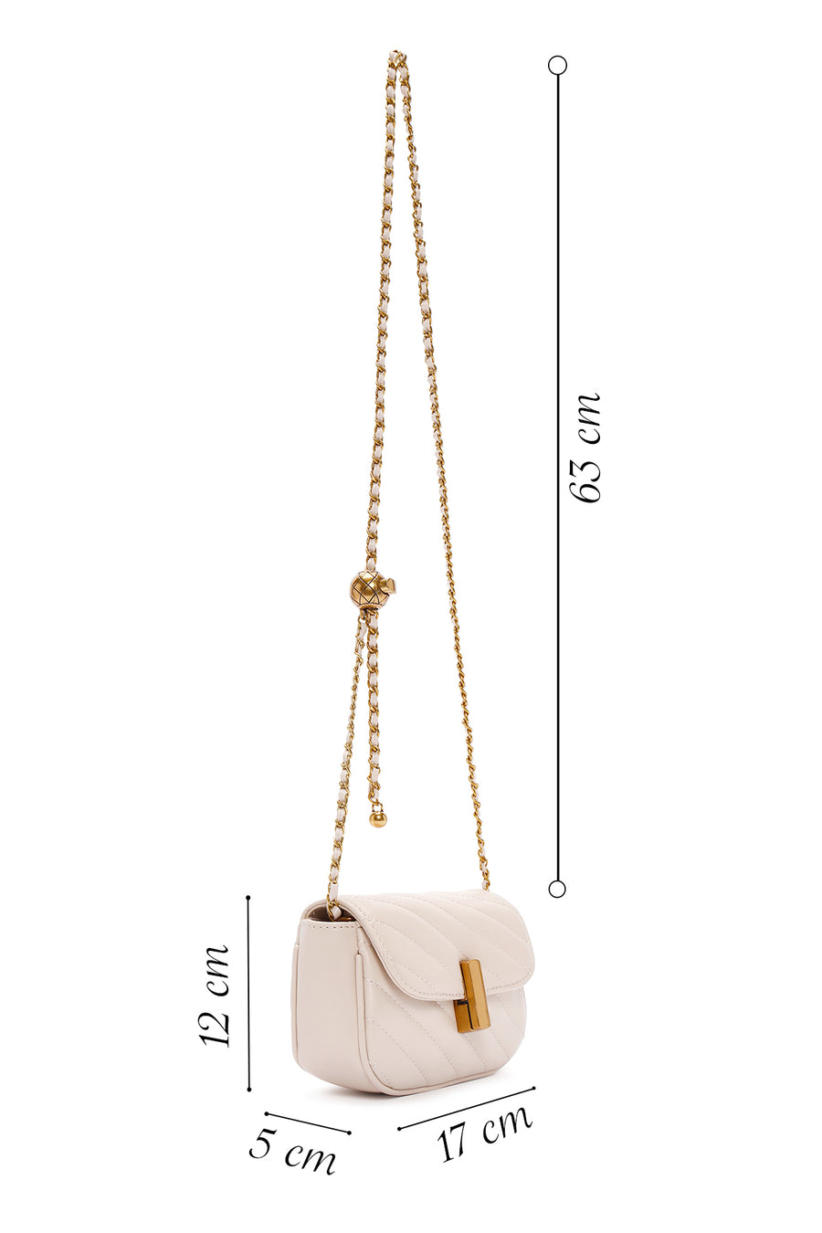 Women's Cream Long Strap Quilted Crossbody Bag