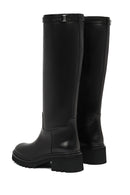 Women's Black Zippered Thick Soled Leather Boots | Derimod