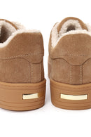 Kadın Camel Bağcıklı Kalın Tabanlı Süet Deri Teddy Sneaker | Derimod