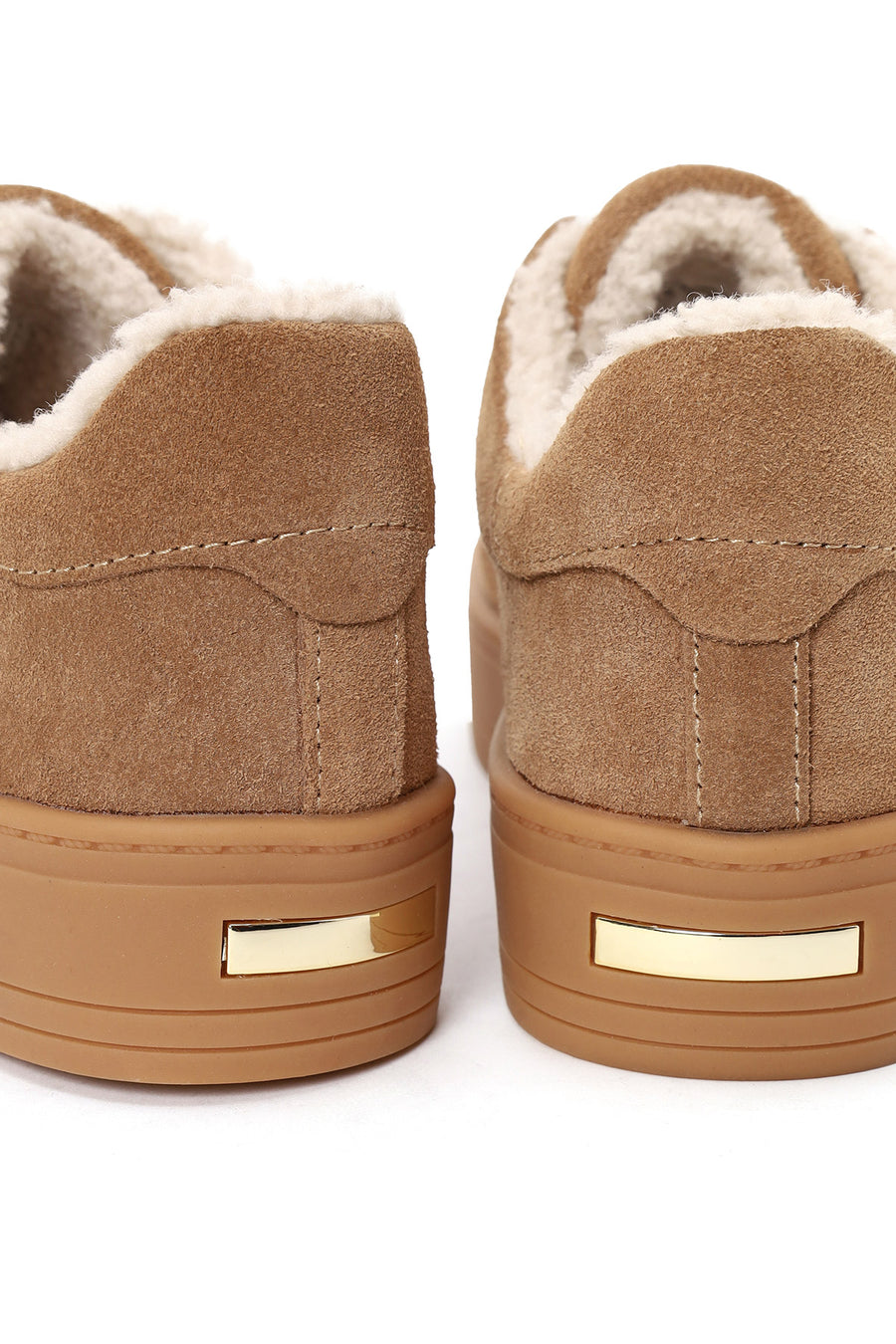 Kadın Camel Bağcıklı Kalın Tabanlı Süet Deri Teddy Sneaker