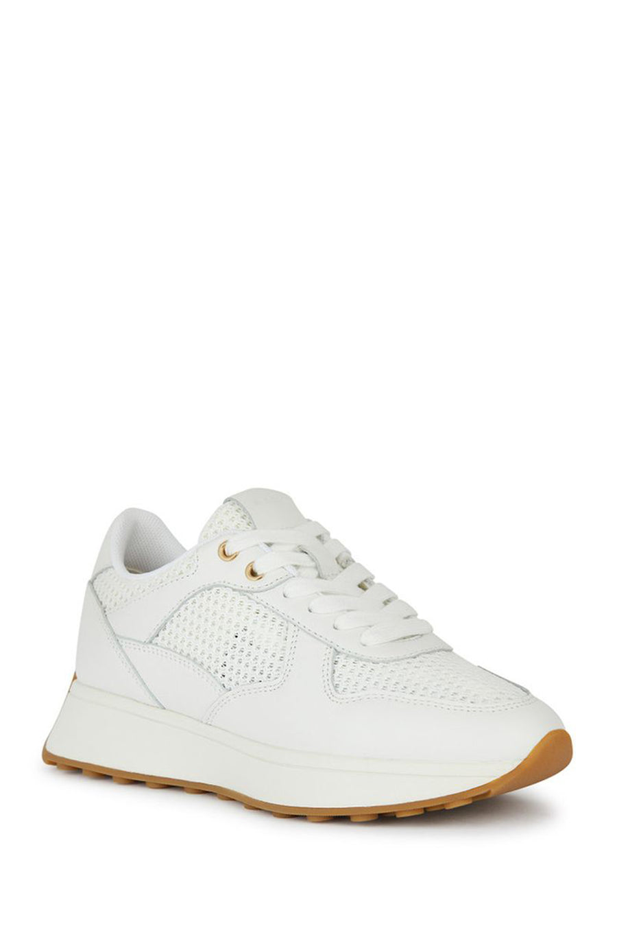 Geox Women's White Amabel Lace-up Leather Sneaker