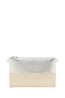 Woman Beige Long Chain Strap Wicker Clutch Bag | Derimod
