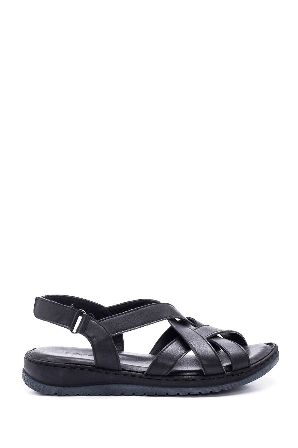 Kadın Siyah Deri Comfort Sandalet