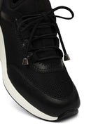 Women's Black Lace-Up Wedge Heel Sneakers | Derimod