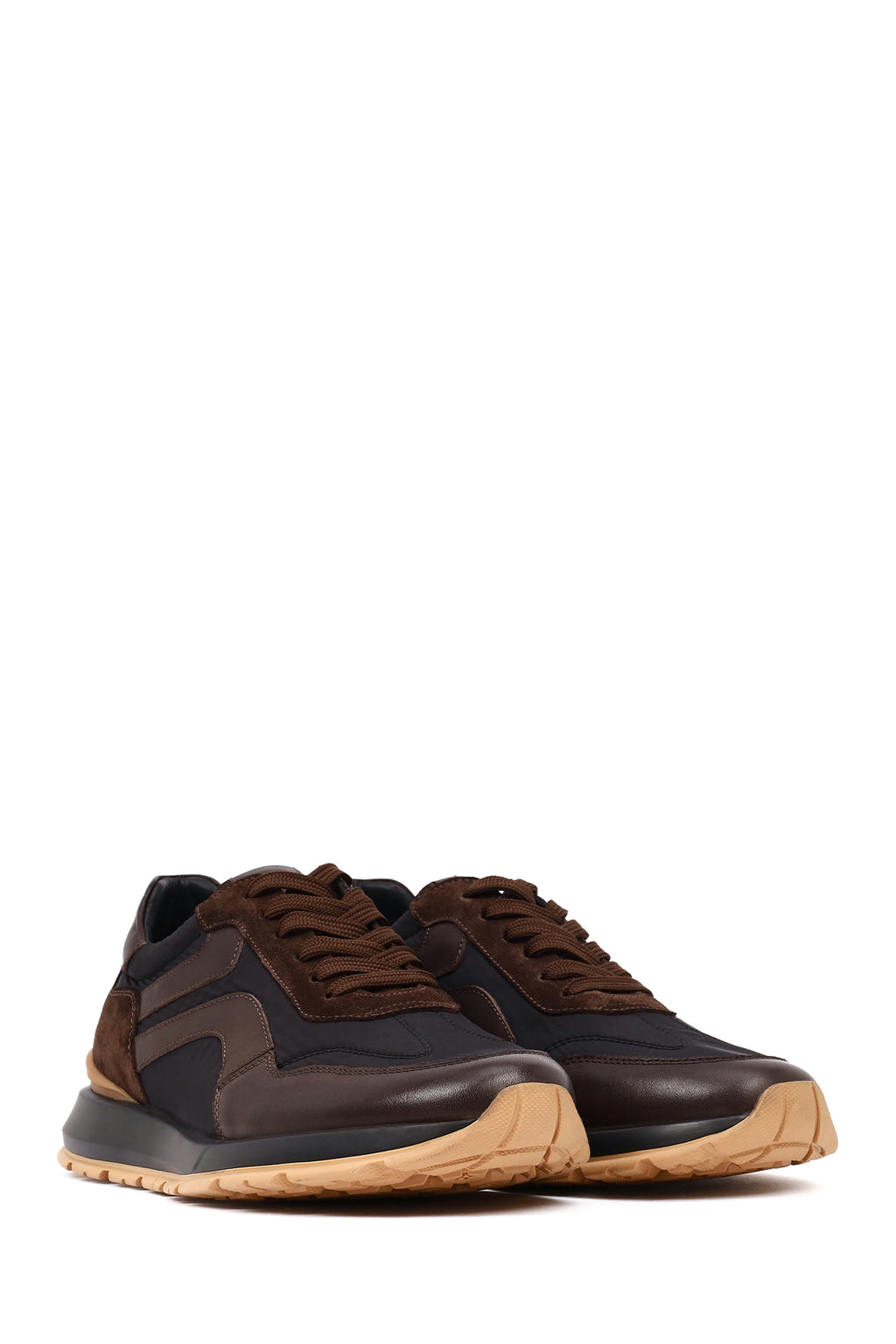 Erkek Siyah Bağcıklı Deri Sneaker