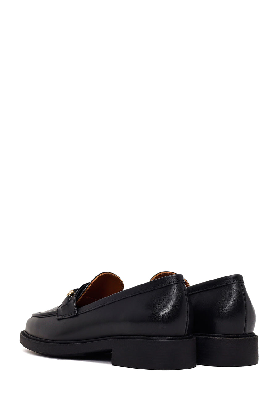 Kadın Siyah Tokalı Deri Loafer