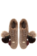 Woman Mink Lace-Up Charm Suede Teddy Leather Sneaker | Derimod