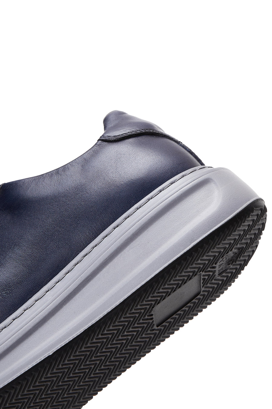 Erkek Lacivert Bağcıklı Deri Sneaker