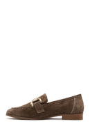 Women's Brown Suede Leather Buckle Loafer | Derimod