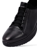 Men's Black Lace-Up Leather Casual Sneakers | Derimod