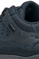 Geox Men's Navy Blue Laced Thick Sole Suede Leather Sneakers | Derimod