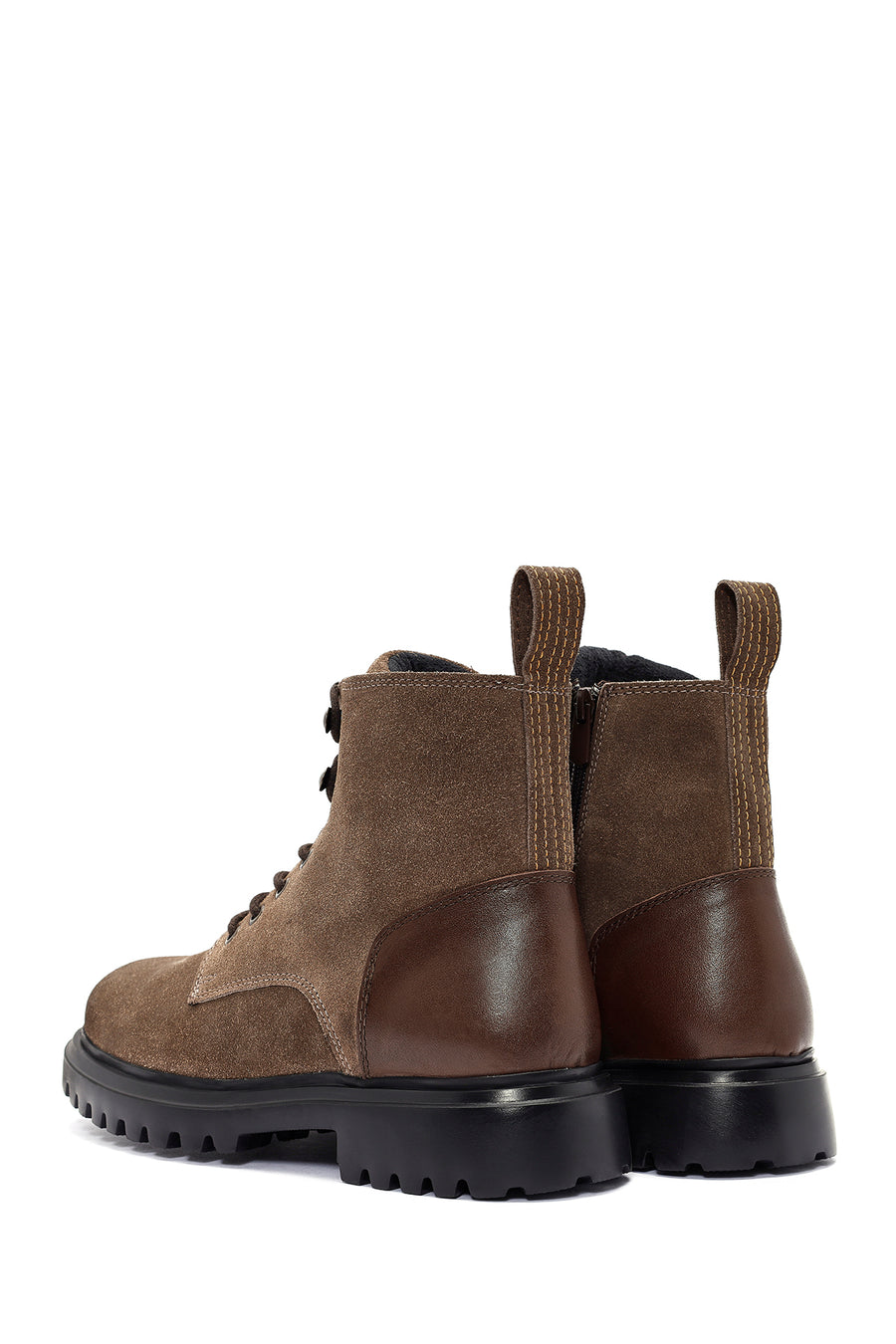 Men's Mink Zipper Lace-Up Suede Leather Casual Boots