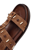Women's Mink Stone Suede Leather Sandals | Derimod