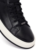Erkek Siyah Bağcıklı Deri Sneaker | Derimod